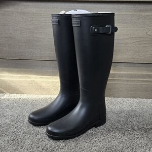 Hunter Women's Original Tall Rain Boots Black Natural Rubber Waterproof Wellies
